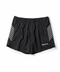 Black athletic shorts with white diagonal stripes on the sides and a white 'Hannovae' logo on the lower left leg, displayed flat against a white background.