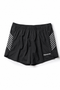 Black athletic shorts with white diagonal stripes on the sides and a white 'Hannovae' logo on the lower left leg, displayed flat against a white background.