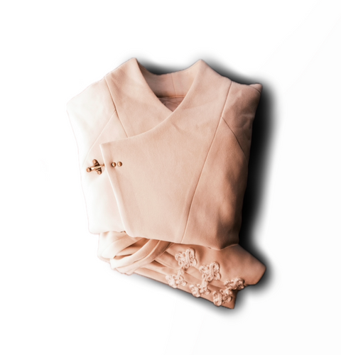 Light beige jacket hanfu garment on a white background