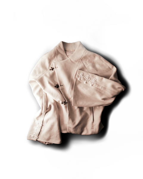 Beige Dune Hannovae jacket with floral embroidery on a white background
