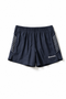 Navy blue athletic shorts with white diagonal stripes on the sides and a white 'Hannovae' logo on the lower left leg, shown flat on a white background.
