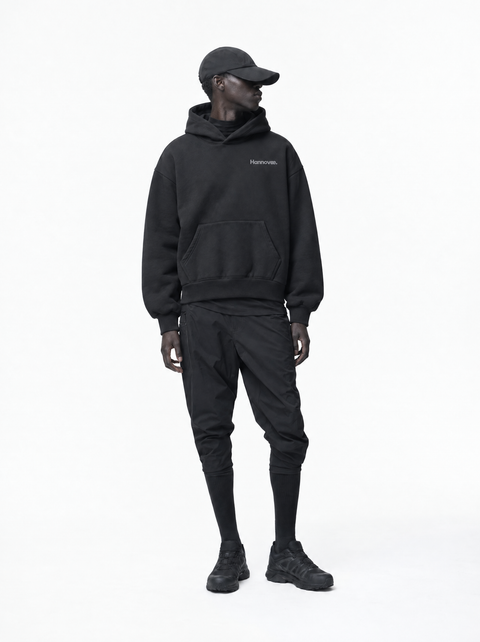 Hannovae Cloud Hoodie in Black, on model