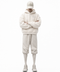 Hannovae Cloud Hoodie in cream, boxy fit, styled standing